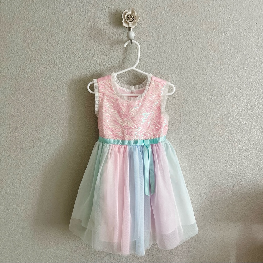 Pink and Blue Sleeveless Dress